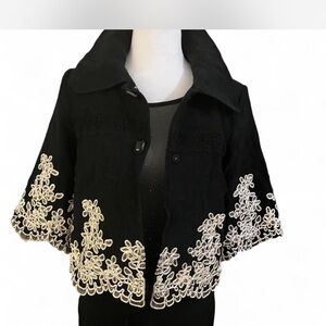 Peter Nygard Elegant Black Jacket with White Accents